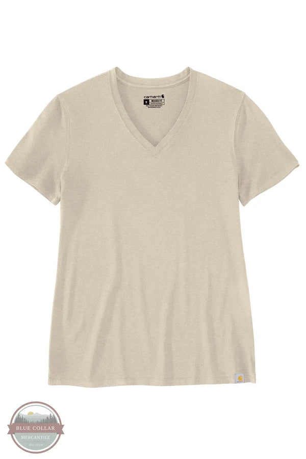 Carhartt 105739 Relaxed Fit Lightweight V-Neck T-Shirt in Tan Front View