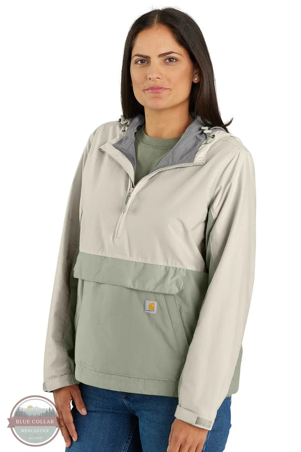 Carhartt 105861 Rain Defender Loose Fit Lightweight Packable Anorak in green, front