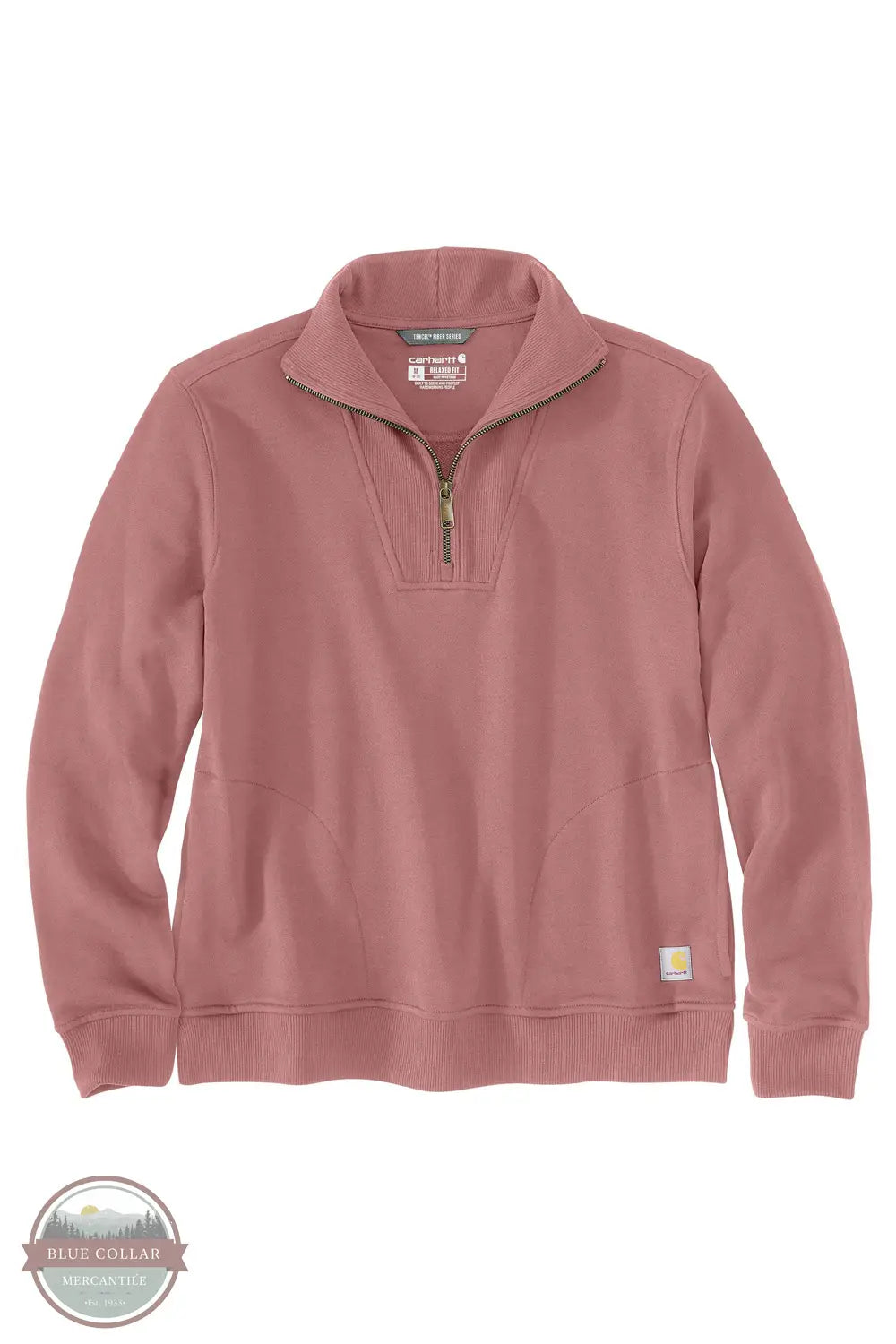 Carhartt 106451 P54 Pink French Terry TENCEL™ Fiber Series Relaxed Fit Half-Zip Sweatshirt