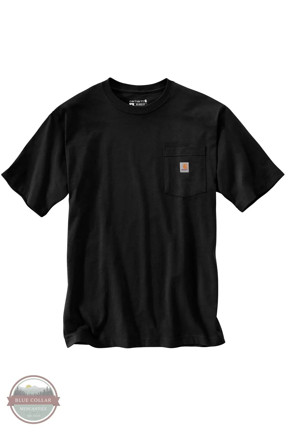 Carhartt 106760 Lightweight Relaxed Fit Box Logo Short Sleeve Shirt in Black, front
