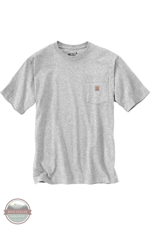 Carhartt 106760 Lightweight Relaxed Fit Box Logo Short Sleeve Shirt in Heather Grey, front