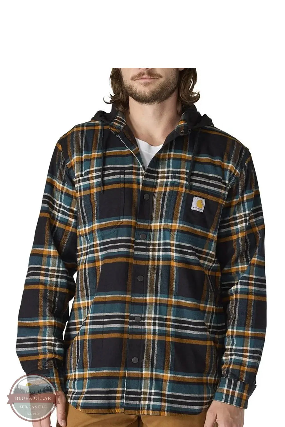 Carhartt 107011 Rugged Flex® Relaxed Fit Flannel Fleece Lined Shirt Jac in N61, front