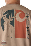 Carhartt 107041 BB0 Loose Fit Heavyweight Long-Sleeve Pocket Deer Graphic T-Shirt close up of print
