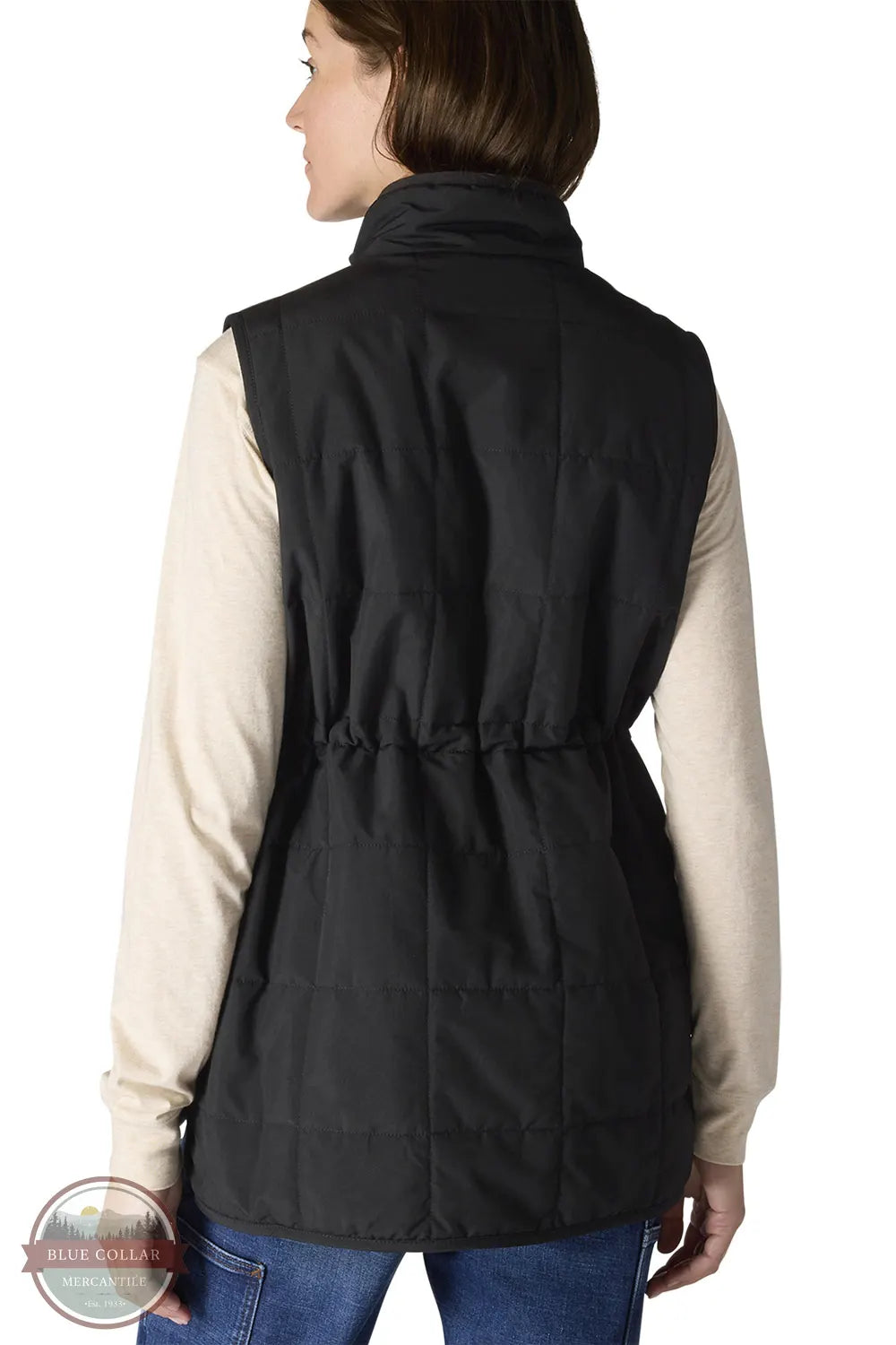 Carhartt 107100 Women's Rain Defender Relaxed Fit Lightweight Insulated Mock-Neck Vest in Black back model view