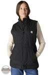 Carhartt 107100 Women's Rain Defender Relaxed Fit Lightweight Insulated Mock-Neck Vest in Black front model view