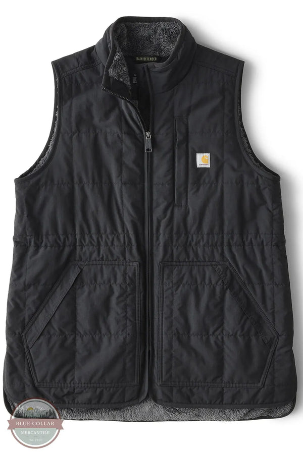 Carhartt 107100 Women's Rain Defender Relaxed Fit Lightweight Insulated Mock-Neck Vest in Black front vest only view