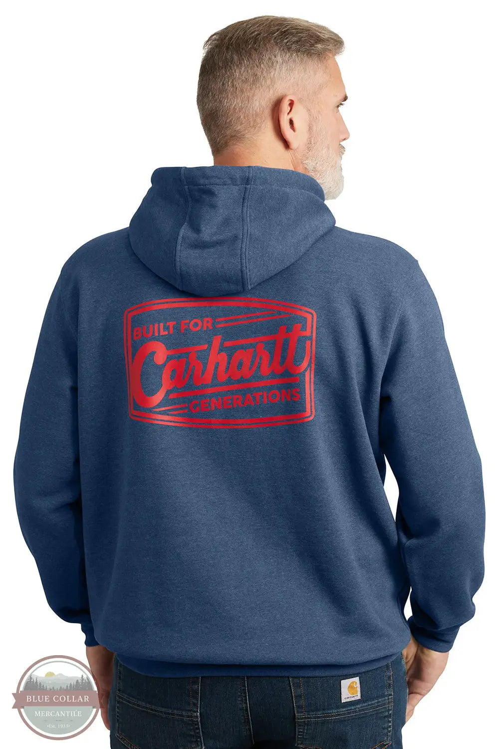 Carhartt 107208-HL3 Built for Generations Hoodie in Blue, rear