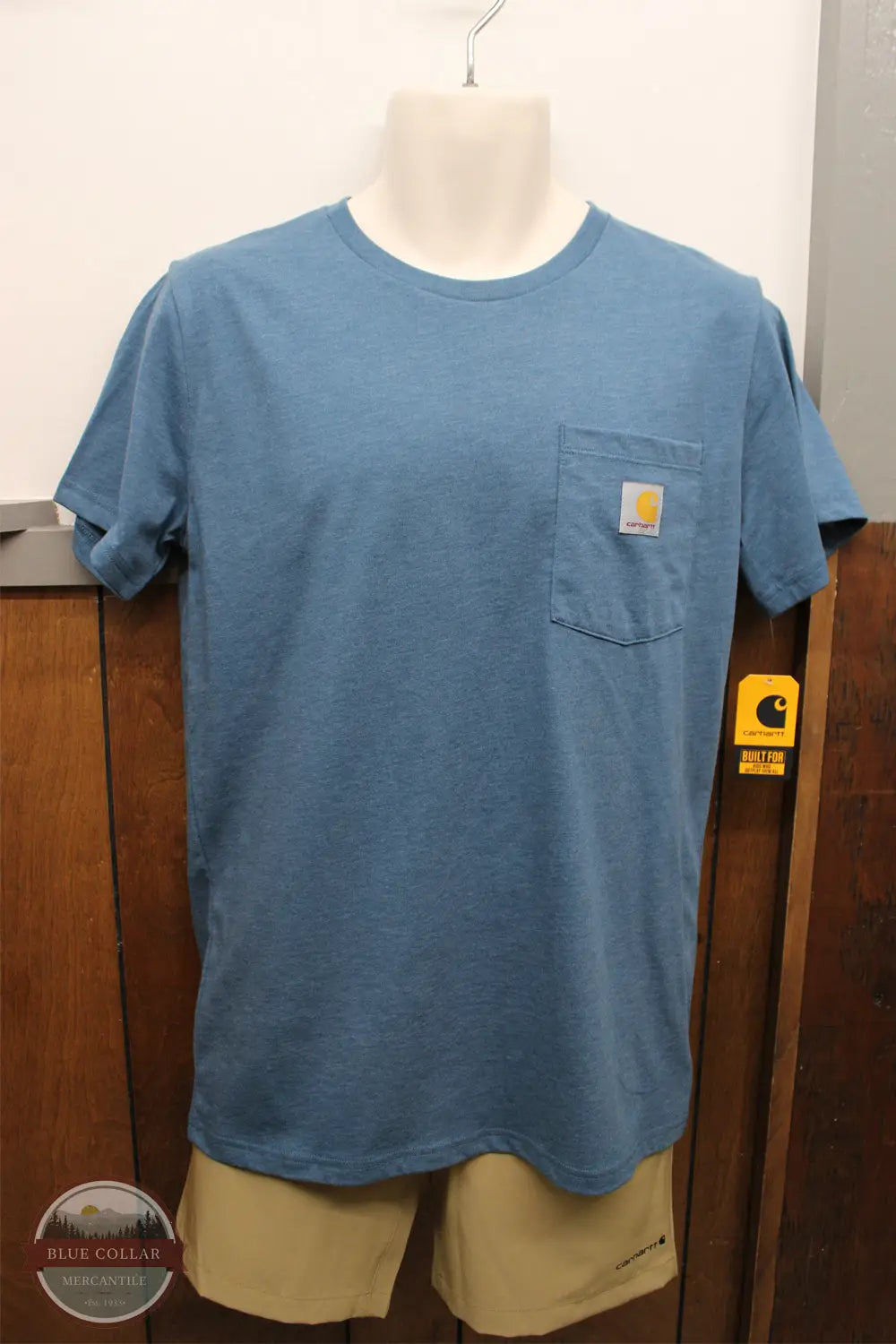 Carhartt CA6657-HK8H Back Logo Graphic Short Sleeve T-Shirt in Blue, front