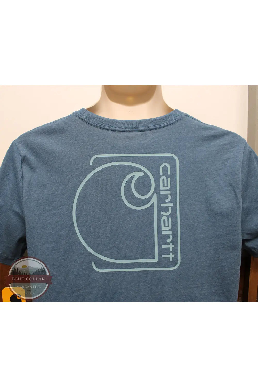 Carhartt CA6657-HK8H Back Logo Graphic Short Sleeve T-Shirt in Blue, rear logo