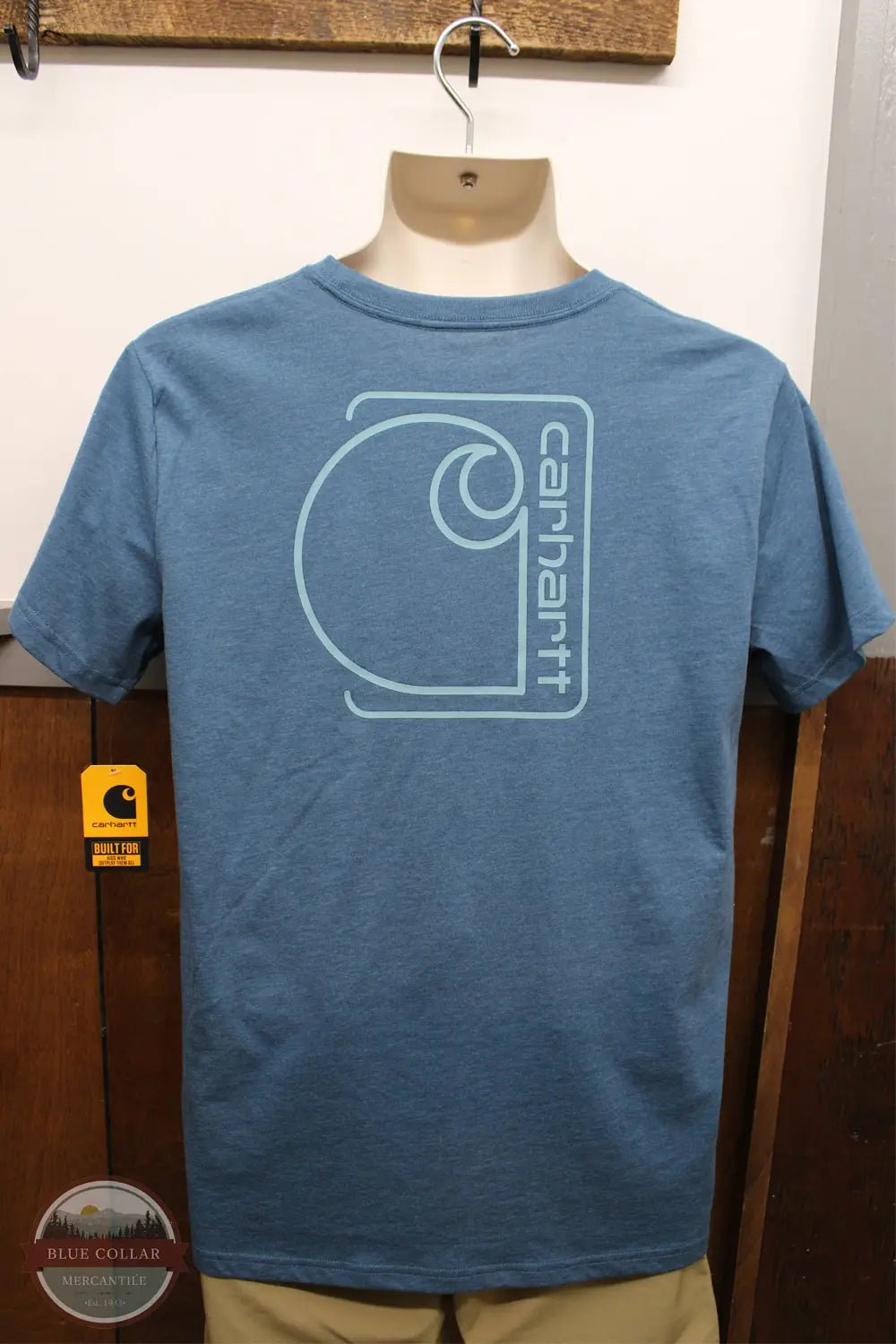 Carhartt CA6657-HK8H Back Logo Graphic Short Sleeve T-Shirt in Blue, rear
