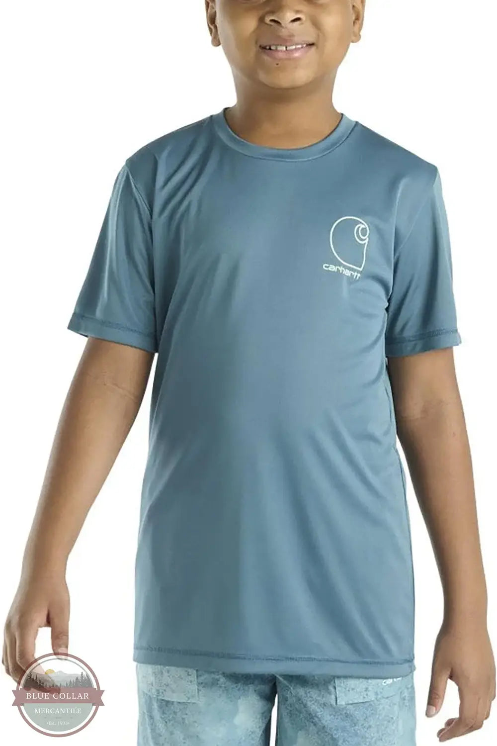 Carhartt CA6696 Force Sun Defender Short Sleeve T-Shirt in blue, front