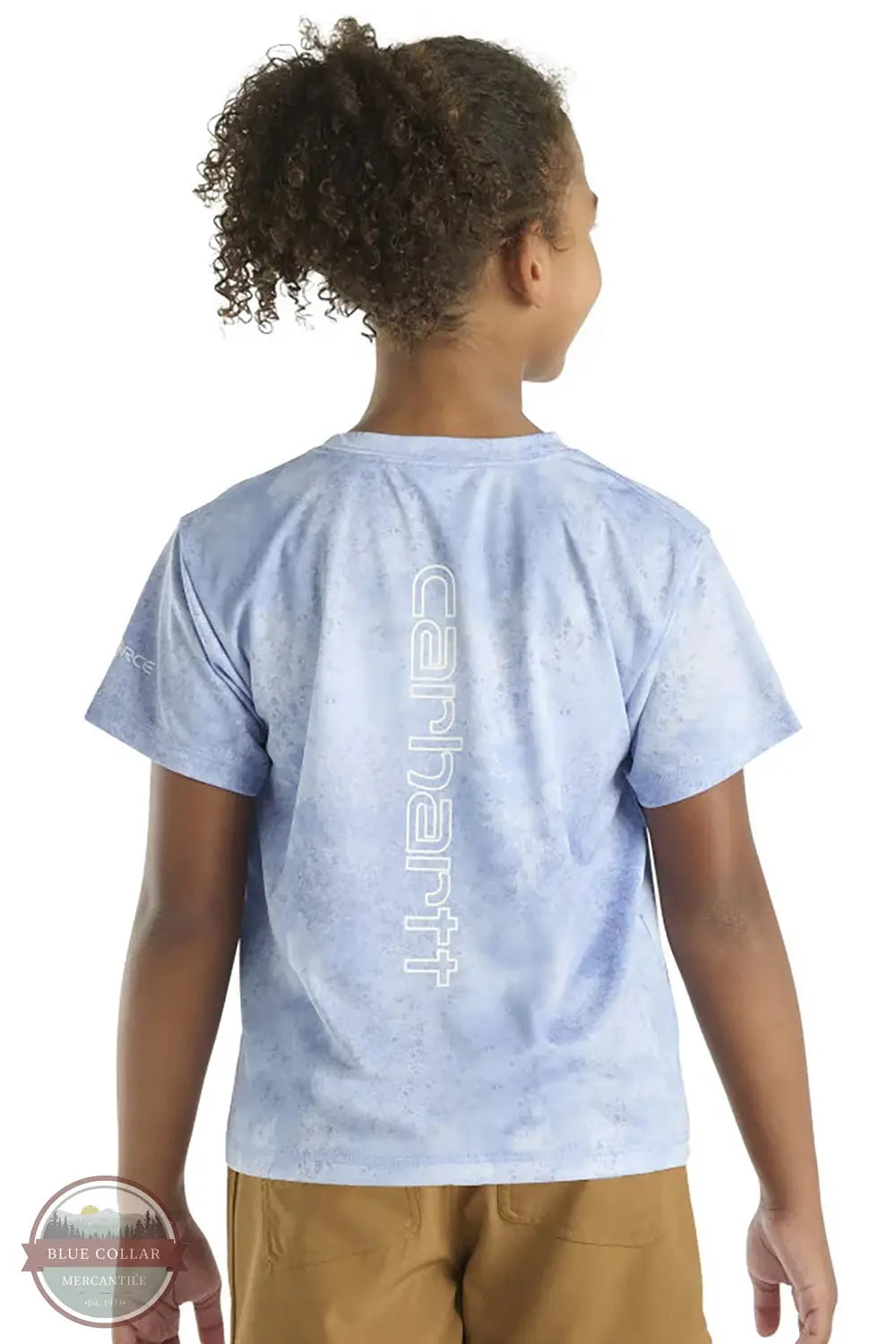 Carhartt CA7128 Force Sun Defender Cloud Camo Short Sleeve T-Shirt in light purple, rear