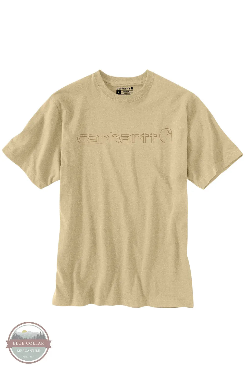 Carhartt K195 Loose Fit Heavyweight Short Sleeve Logo Graphic T-Shirt A36 Heather Front View