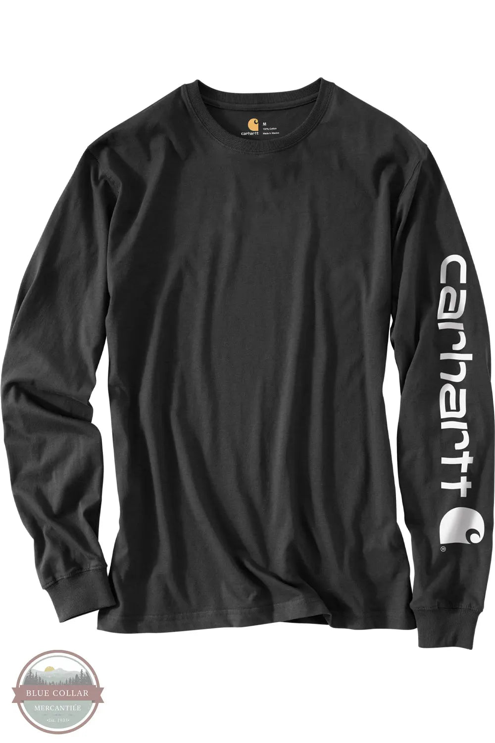 Carhartt K231 BLK Loose Fit Heavyweight Long Sleeve Logo Sleeve Graphic T-Shirt Back