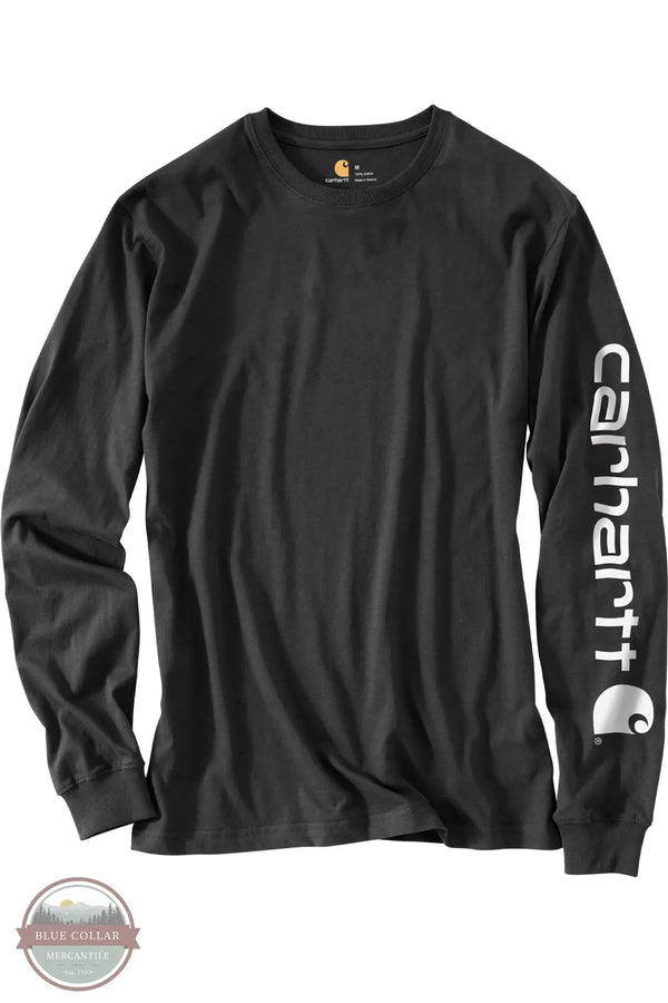 Carhartt K231 BLK Loose Fit Heavyweight Long Sleeve Logo Sleeve Graphic T-Shirt Back