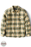 Carhartt 107010-GI5 Rugged Flex Relaxed Fit Midweight Flannel Long-Sleeve Plaid Shirt in Forestry Green