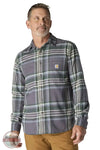 Carhartt 107010-GVL Rugged Flex Relaxed Fit Midweight Flannel Long-Sleeve Plaid Shirt in Gravel