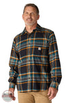 Carhartt 107010-N04 Rugged Flex Relaxed Fit Midweight Flannel Long-Sleeve Plaid Shirt in Black