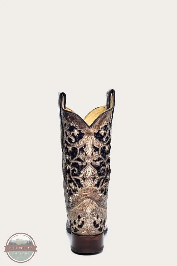 Corral Boots A3648 Brown Inlay & Flowered Embroidery Studded Western Boot, rear