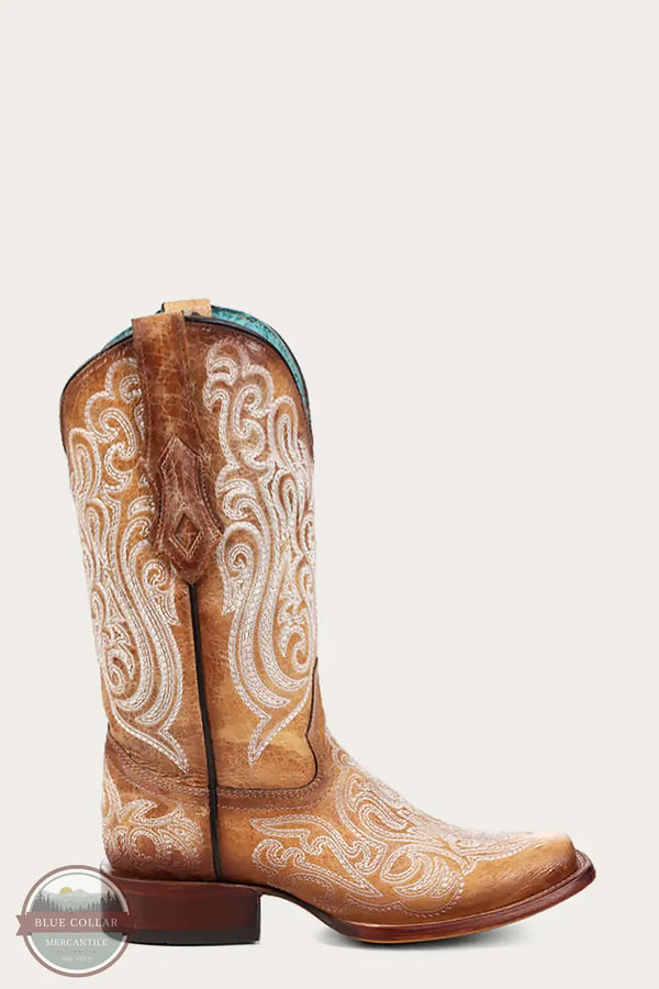 Corral Boots A4580 Blue Luminescent Embroidery Square Western Boot, side