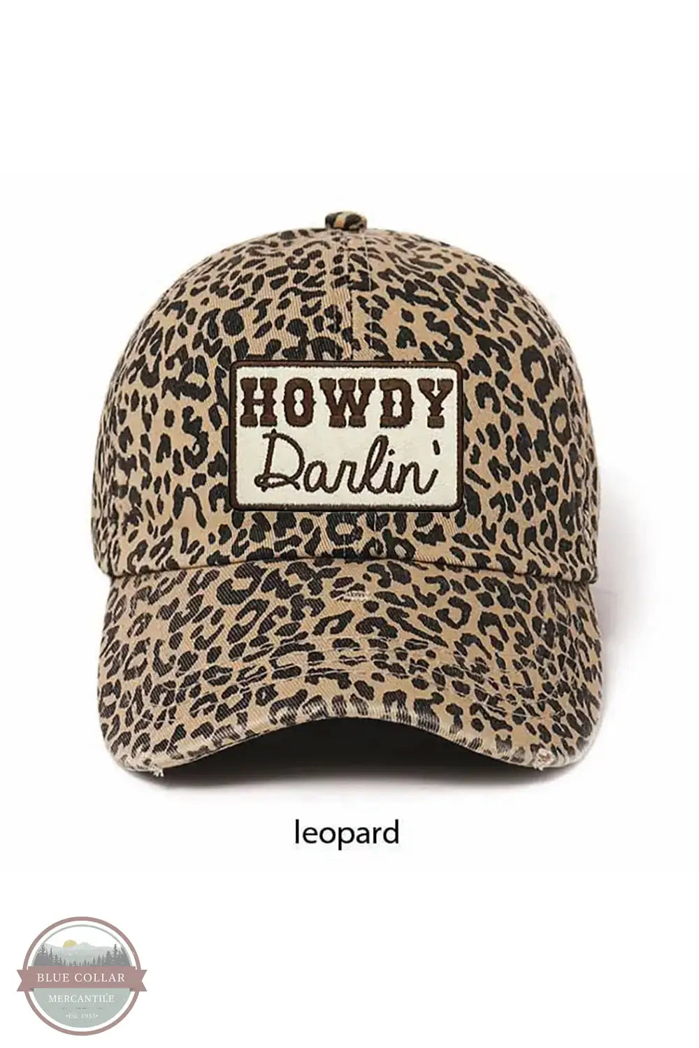 David & Young LCAP4835 Howdy Darlin' Patch Leopard Baseball Cap, front with patch