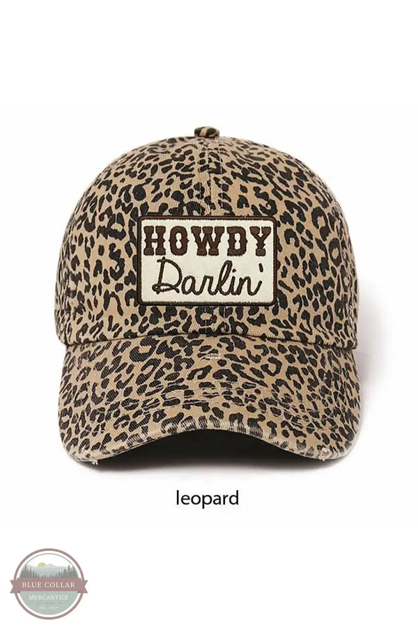 David & Young LCAP4835 Howdy Darlin' Patch Leopard Baseball Cap, front with patch