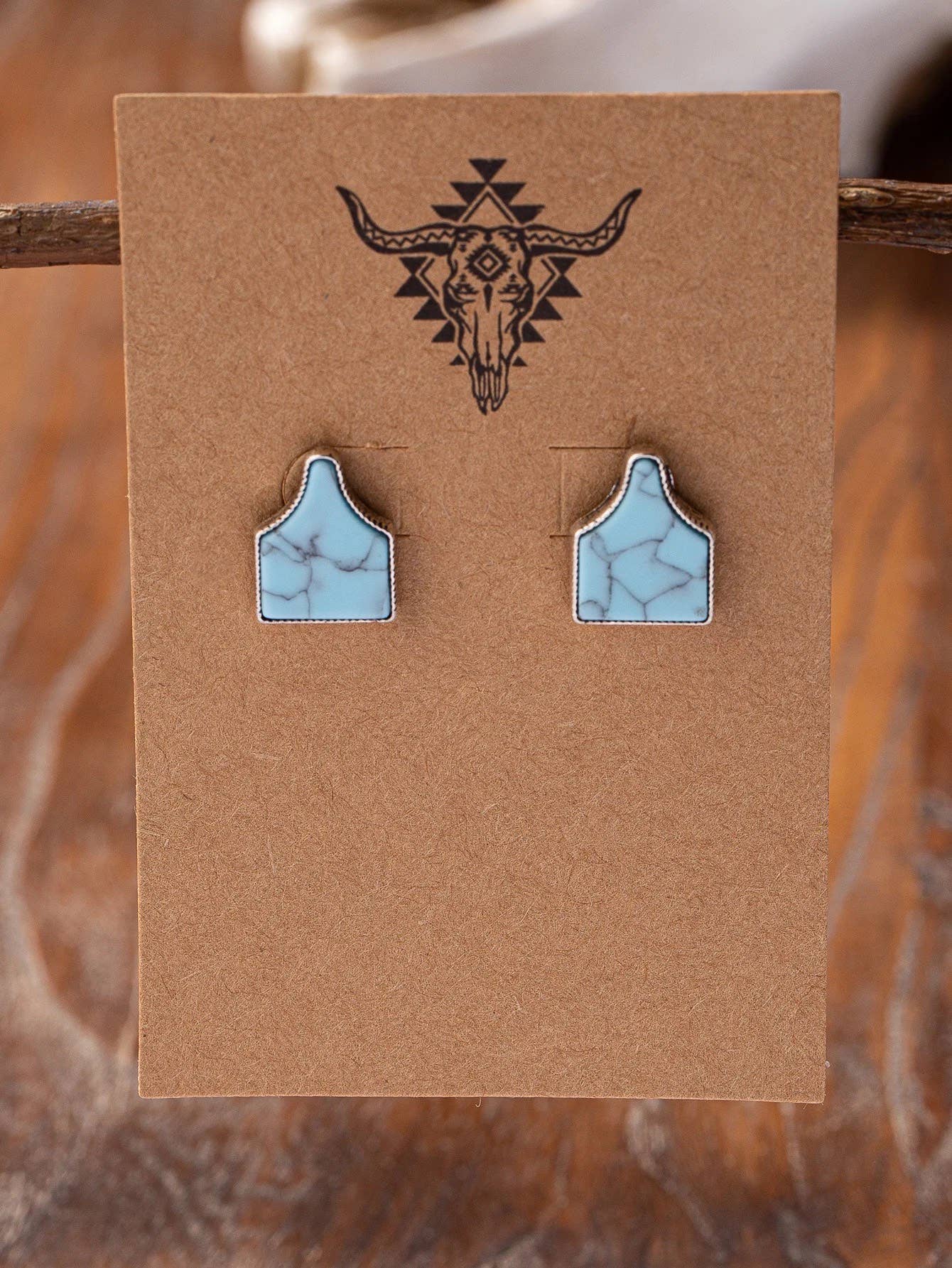 Cow Tag - Turquoise Stud Earrings