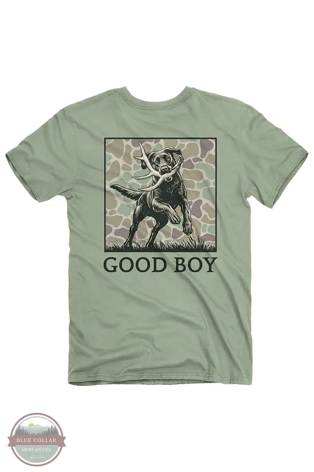 Good Boy 2211 Shed Fetch Short Sleeve T-Shirt in Sage Green, rear design