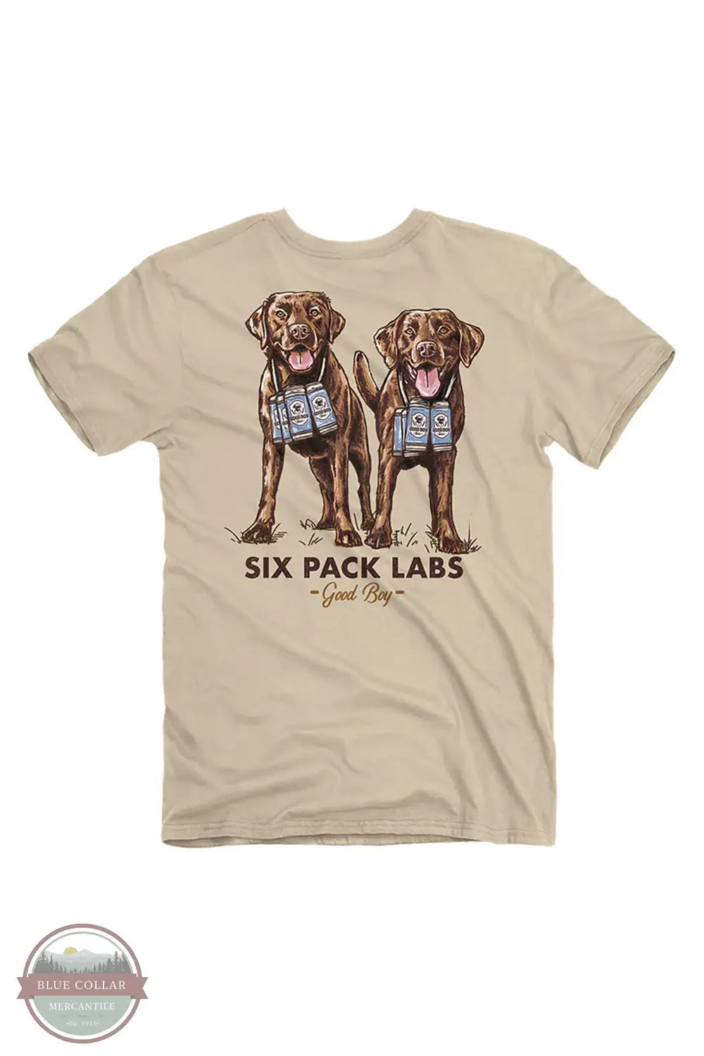 Good Boy 2212 Labs Six Pack Short Sleeve T-Shirt in Tan, rear design