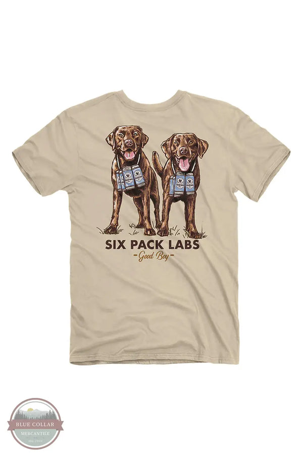 Good Boy 2212 Labs Six Pack Short Sleeve T-Shirt in Tan, rear design