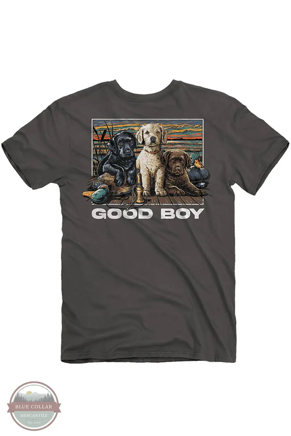 Good Boy 2215 Pups and Ducks Short Sleeve T-Shirt in Charcoal, rear design