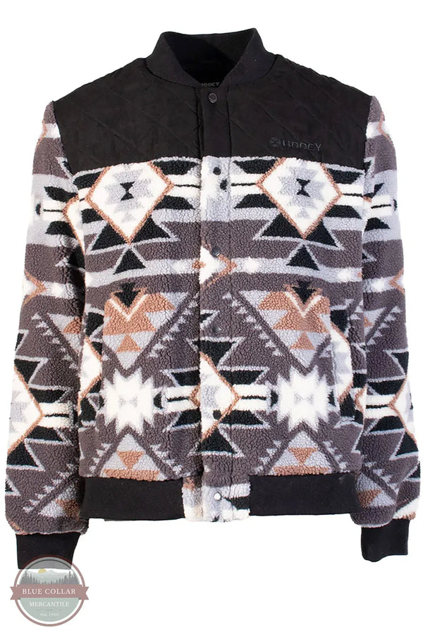 Hooey HJ132AZBK Sherpa Bomber Jacket Black/White Aztec front view