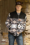 Hooey HJ132AZBK Sherpa Bomber Jacket Black/White Aztec model worn