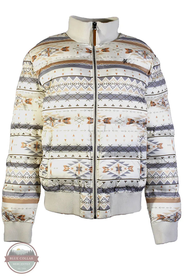 Hooey HJ139CRAZ Ladies Puffer Jacket Cream/Aztec front view