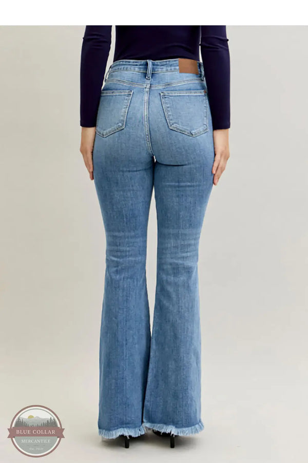 Judy Blue 82687REG High Waisted Fray Hem Flare Jean, rear