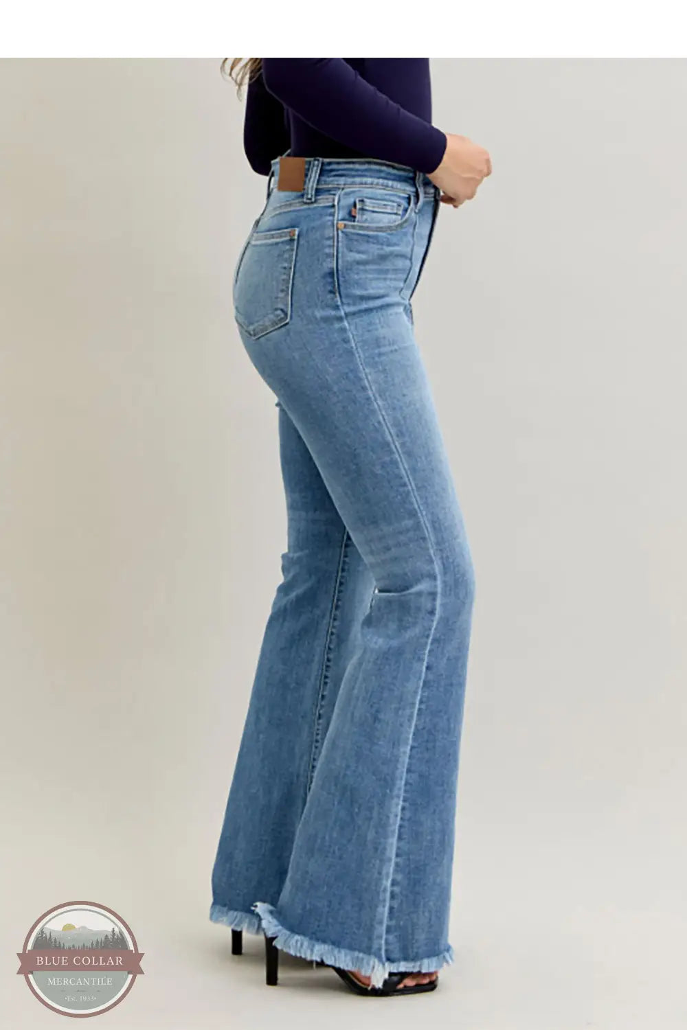 Judy Blue 82687REG High Waisted Fray Hem Flare Jean, side