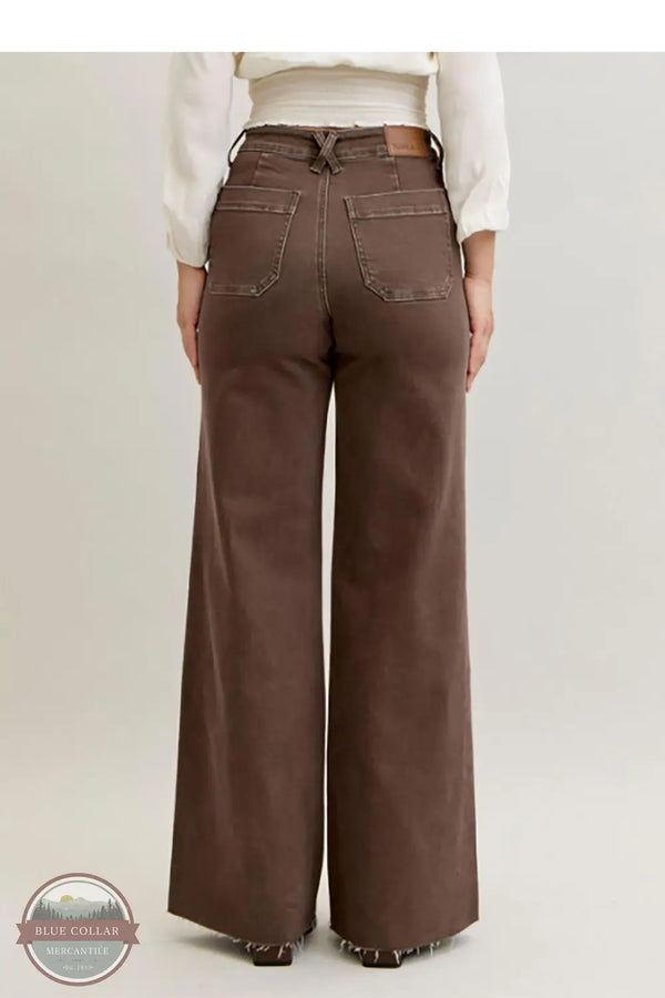Judy Blue 881008REG High Waisted Retro Wide Leg Jean in Brown, rear