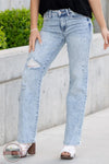 Judy Blue 88428REG High Waisted Mineral Wash Destroy 90's Straight Jeans, front