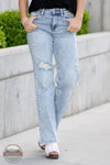 Judy Blue 88428REG High Waisted Mineral Wash Destroy 90's Straight Jeans, front