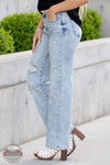 Judy Blue 88428REG High Waisted Mineral Wash Destroy 90's Straight Jeans, side