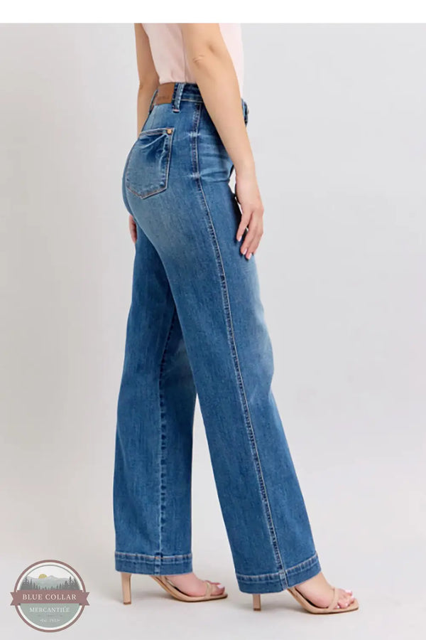 Judy Blue 88596REG High Rise Contrast Thread Straight Jeans, side