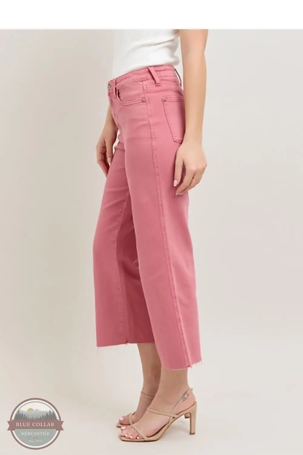 Judy Blue 88983REG High Waist Rose Crop Wide Leg Denim Jeans, side