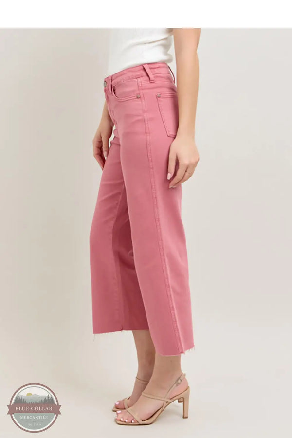 Judy Blue 88983REG High Waist Rose Crop Wide Leg Denim Jeans, side