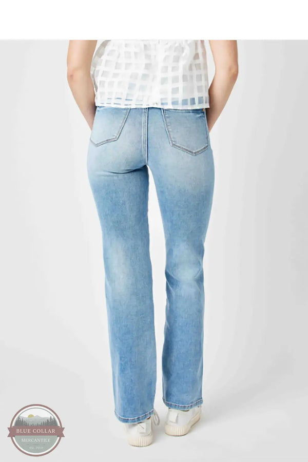 Judy Blue 88794REG High Waisted Tummy Control Contrast Wash Straight Jeans, rear