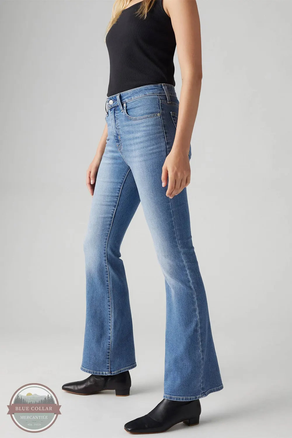Levi's 726 High Rise Flare Jean A3410-0115 Medium Stretch in Eternal Indigo-Medium Wash side view
