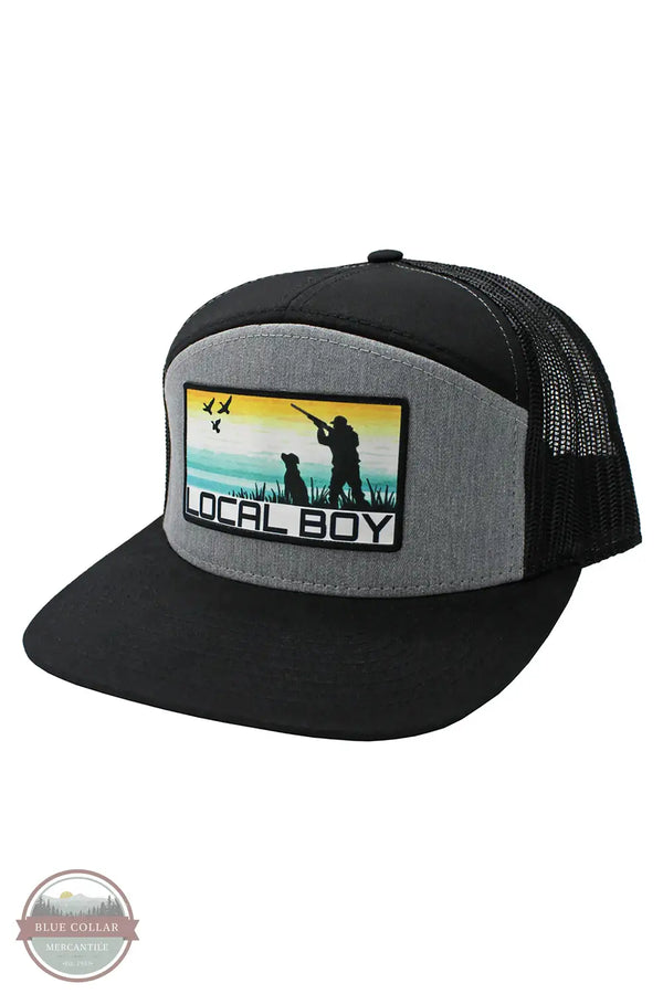 Local Boy Outfitters L3000361 Taking Aim Patch Trucker Cap in Black, front