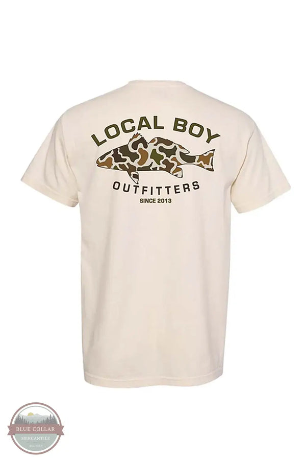 Local Boy Outfitters L1000453-LAT Vintage Redfish Short Sleeve T-Shirt in Latte Tan, rear design