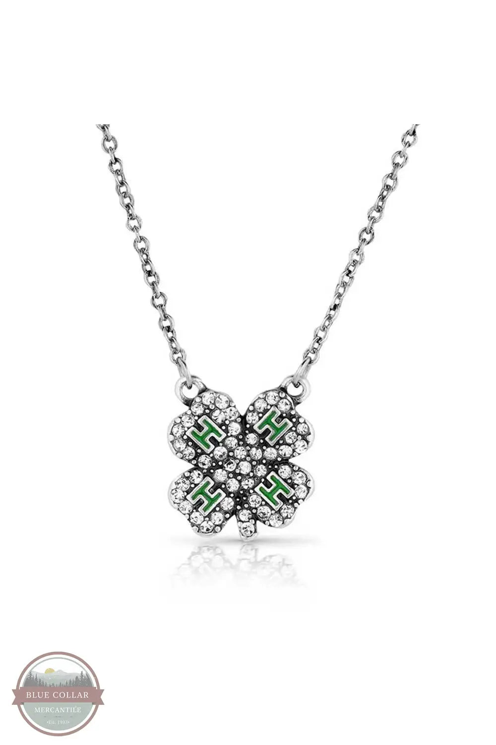 Montana Silversmiths NC5882 Sparkling 4-H Clover Necklace, front of pendant