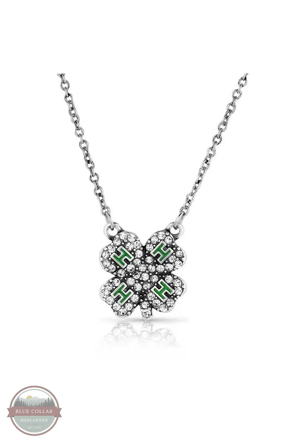 Montana Silversmiths NC5882 Sparkling 4-H Clover Necklace, front of pendant