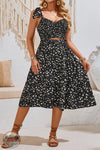 Mountain Valley Traders JH2501DS50026 Square Neck Leopard Cut Out Elastic Waist Dress in Black, front model